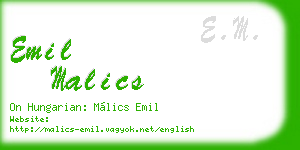 emil malics business card
