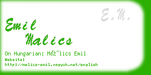 emil malics business card